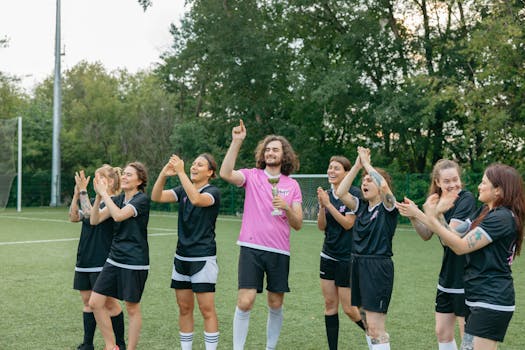 fantasy football team celebrating victory